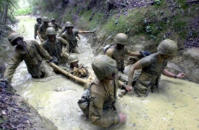 Military personnel during training exercises